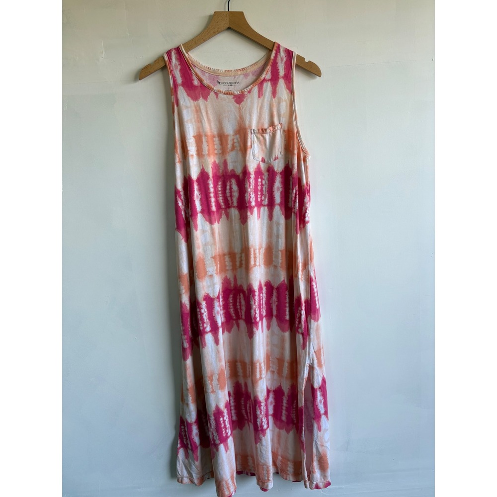 Koolaburra by UGG Pink Orange Tie Dye Sleeveless Maxi Dress Pocket Side Slit L